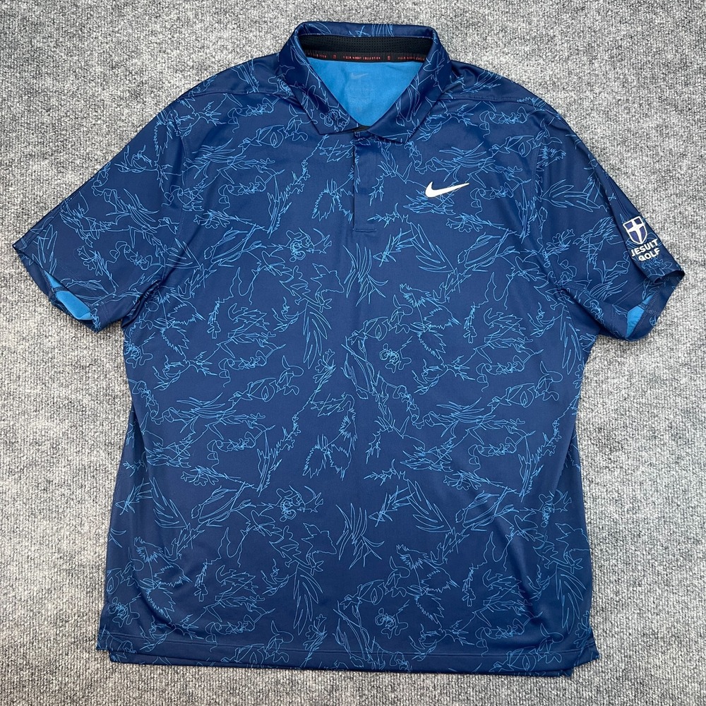 Tiger Woods Men's Nike Dri-FIT ADV Golf Polo Navy Size L DX6092-410 Jesuit Golf